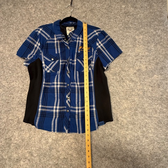 Harley Davidson Blue Plaid Button Down Short Sleeve Shirt Men’s Size 2XL - Picture 10 of 13